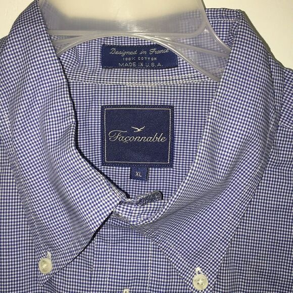 Small blue check Faconnable SS Summer shirt XL - Picture 3 of 5